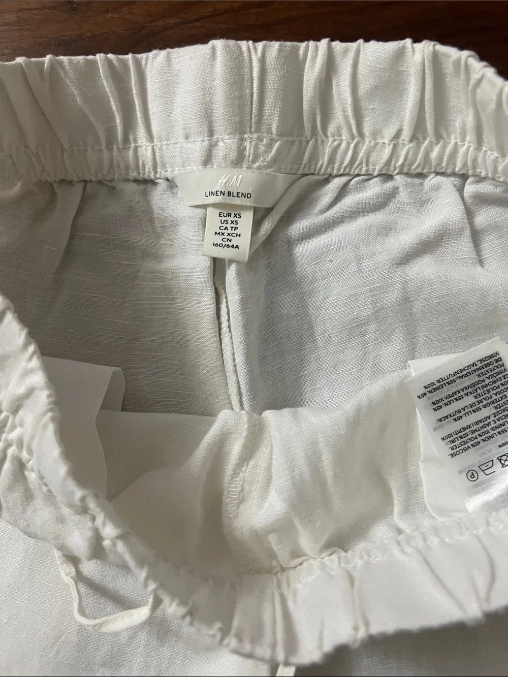 H&M White Women’s Linen-Blend Drawstring Pants